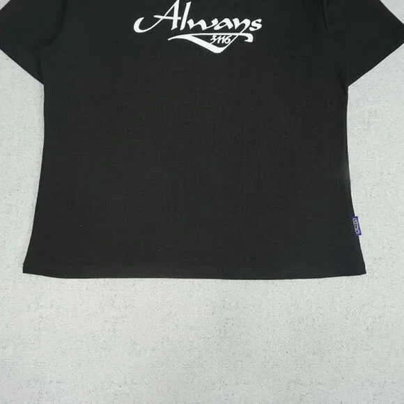 Always Black Simple Lettering Short Sleeve T Shirt